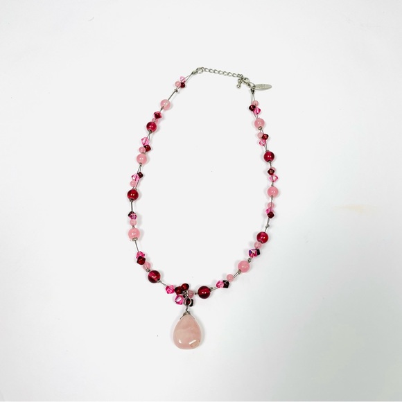 NY & Co. Pink Teardrop Beaded Necklace - Picture 3 of 5